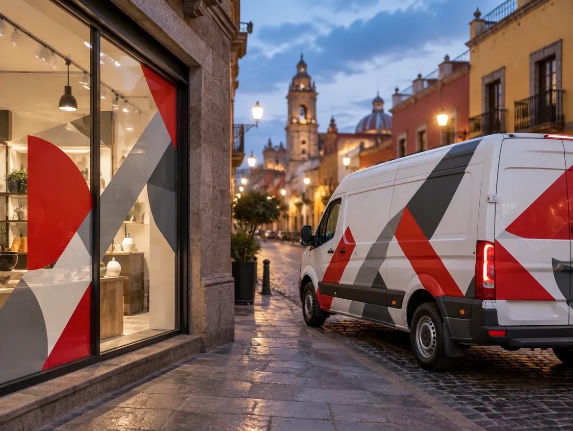 Aparador y camioneta rotulados con vinil autoadherible impreso